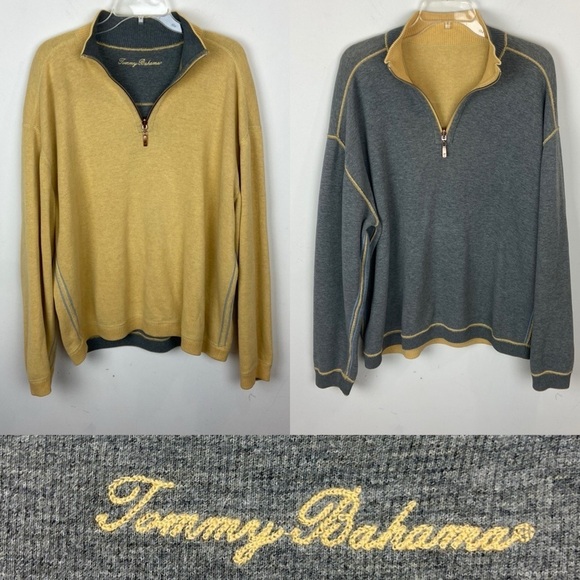 Tommy Bahama Flipshore Half-Zip Reversible Sweatshirt Size Large - Picture 1 of 15